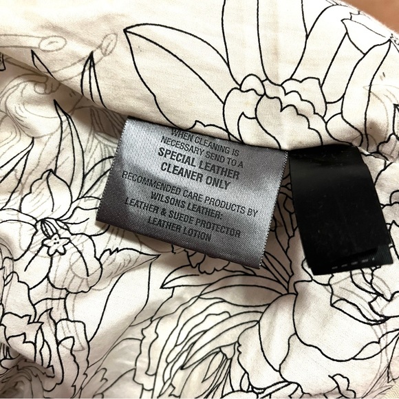 Wilsons Leather Cream Topstitched Diamond Pattern  Ivory Leather Jacket XL - Picture 11 of 12